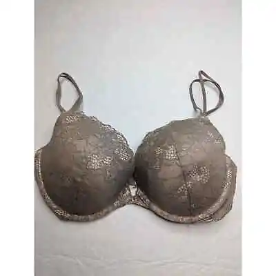 Victorias Secret Sz 34DD Very Sexy Push Up Bra Metallic Taupe Lace • $16.56