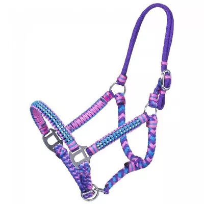 Adjustable Mini Horse Size BRAIDED CORD HALTER W/ BLING CRYSTALS In 3 COLORS! • $29.99