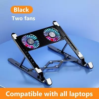 Laptop Cooling Pad RGB Laptop Holder For 11-17.3 Inch Notebook(Black ABS 2 Fans) • $24.19