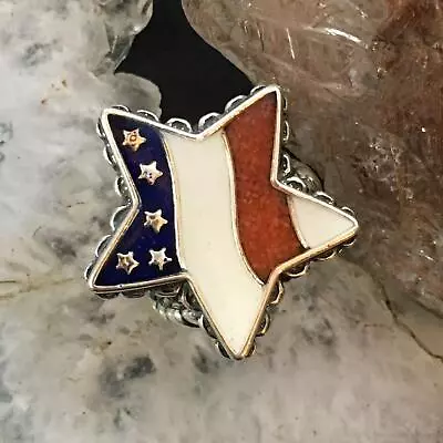 Carolyn Pollack Vintage Sterling Silver Star Shape American Flag Ring For Women • $140