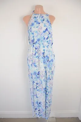 Forever New Dress Womens Size 14 Blue Purple Floral Column Maxi Sleeveless • $39