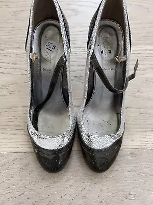 J.Crew “Penelope” Jazzy Olive Green /Silver Mary Jane Heels Size 5.5 • $22