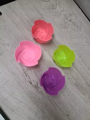 $4 • Buy Silicone Muffin Cups Baking Molds Reusable Cupcake Liners Nonstick 4 Pcs Roses
