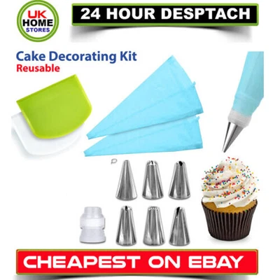 £3.62 • Buy Icing Decorating Set Cake Decoration Kit Pastry Bag Piping Nozzles Scraper