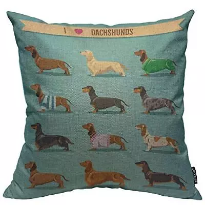 Dachshund Decoration Throw Pillow Cushion Covers Seamless Decorative Backgrou... • $17.19