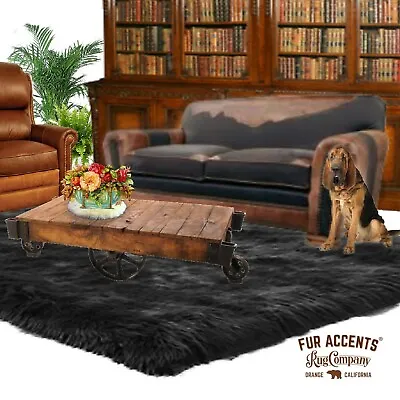 $279.99 • Buy FUR ACCENTS  Faux Fur Black Bear Skin Accent Rug Shaggy Rectangle  