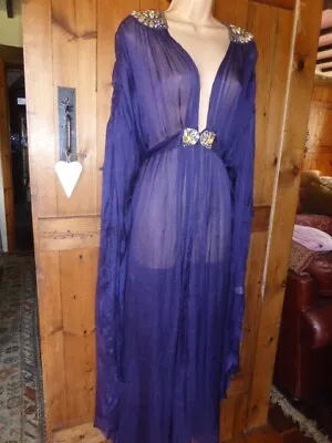 £289.99 • Buy Temperley London Purple Sheer Silk Embellished Jewell Kaftan Maxi Dress Sz 14