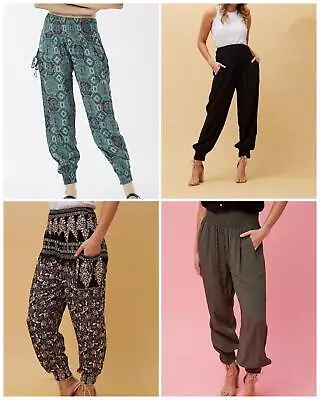 $23.95 • Buy Caroline Morgan Harem Pants Women Casual Baggy Hippie Bohemian Yoga Travel Beach