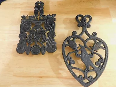 2 Vintage Cast Metal Decorative Trivets (kitchen Decor Wall Art Bird Cottagecore • $12