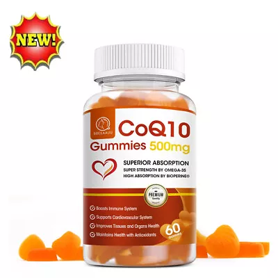 Coenzyme Q10 CoQ10 Gummies 500mg - Boost Energy & Immunity & Heart Health • £11.95