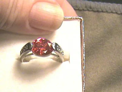 Lovely 2.5 Ct. Lab Created Fire Opal Ring 925 Silver Size 7  (D30) • $34