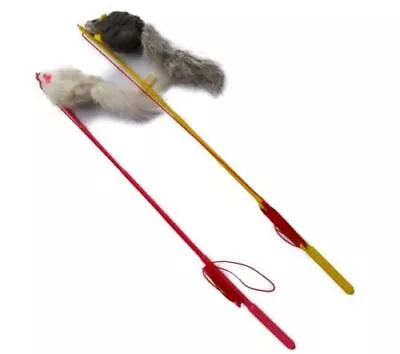 Rabbit Fur Mouse Fishing Pole Cat Toy • $7.99