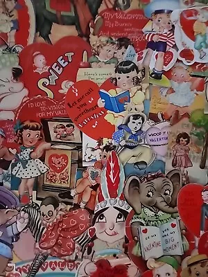 42 Vtg Valentine Greeting Card Diecut Mechanical Scrapbook CHILDREN Lot 40-50s  • $54.98