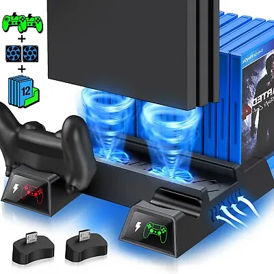 $44.98 • Buy For Playstation 4 PS4 Controller Wireless Fast Charger Station Dock+Cooling Fan