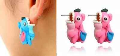 Lilo & Stitch Disney Earrings Cute Carton Biting Anime Ear Studs Stitch & Angel  • $12.85