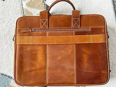 Full Grain Genuine Leather Laptop Bag Fits Up To 15.6  Laptops Or Tablets • $79.99