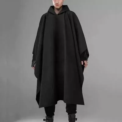 Mens Gothic Shawl Hooded Poncho Cape Cloak Hippie Punk Baggy Coat Jacket Shirts • $31.79