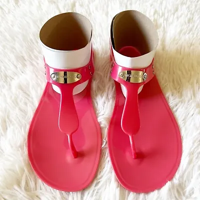 Michael Kors Women's Pink/red Jelly Thong Sandals Size 8 • $19.99