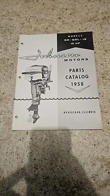 Vintage 1958 Johnson QD-19 QDL-19 10hp Outboard Boat Motor Factory Parts Catalog • $16