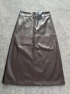 Marks And Spencer Faux Leather Midi Skirt Size 8 • £18