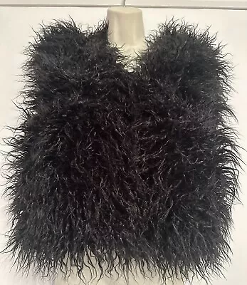 Never Fully Dressed NFD BLACK Shaggy Faux Mongolian Lamb FUR GILET Jacket TOP BN • $52.26