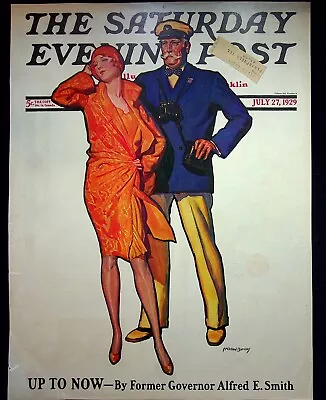 McClelland Barclay COVER ONLY Saturday Evening Post July 27 1929 Fancy Couple • $8.95