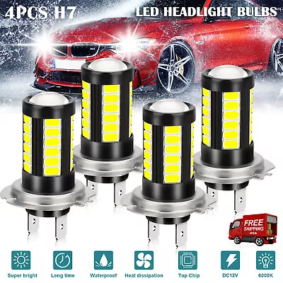 $12.48 • Buy 4x H7 Super Bright LED Headlight Bulbs Conversion Kit High Low Beam 6000K White