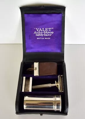 Vintage Valet Auto Strop Safety Razor Set In Leather Case British Made • $50