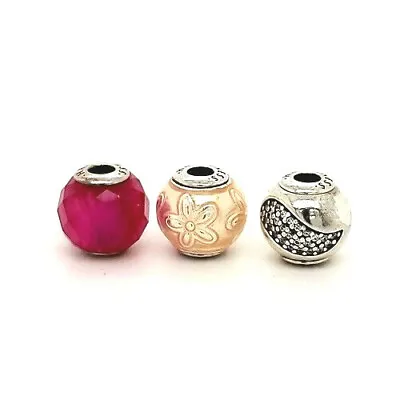  Pandora  925 Silver Essence Assorted 'Happiness' Slide Bead Charms NEW • $36.99