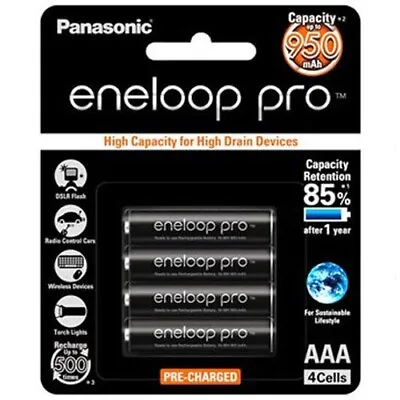 Panasonic Eneloop Rechargeable AAA PRO Batteries 4 PK • $32.85