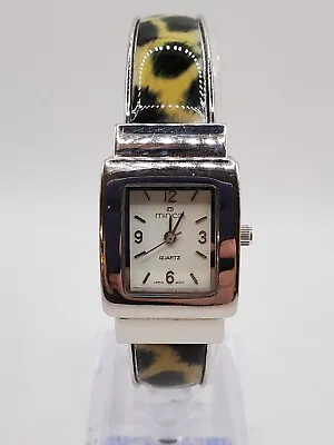 Minicci Ladies Quartz Watch 22mm Rectangle Silver Tone Leopard Print Cuff • $12