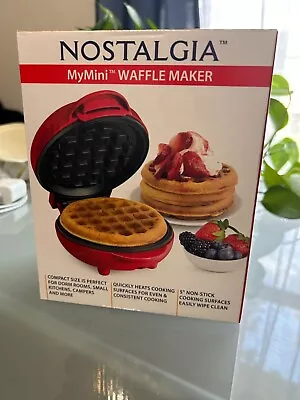 Nostalgia MyMini Waffle Maker 5  Non-Stick Cooking Surface. NEW Factory Sealed  • $7