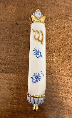 HEREND Porcelain Mezuzah – Chinese Bouquet Blue Handpainted  First Edition 7  • $5.50