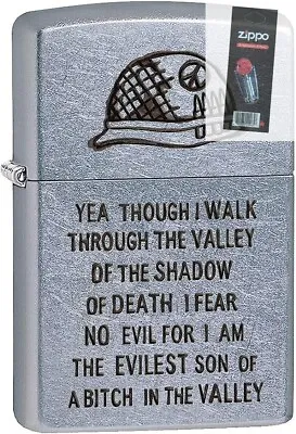 Zippo 08331 Vietnam Trench Art Evilest Street Chrome Lighter + FLINT PACK • $39.54