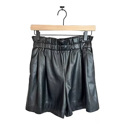 $39.99 • Buy Zara Faux Leather Paper-Bag Shorts Black XS