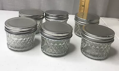 Glass Jelly Jar 4 Oz Mason Style With Lids Set Of 6 • $9.99