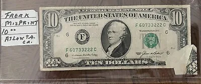 Misprint Error US Currency Ten Dollar Bill 1985 • $17.50