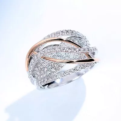 Romantic  Cubic Zirconia Women Jewelry 925 Silver Ring Engagement Gift Size 6-10 • $3.15