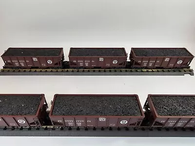 K-LINE K6253-1891 Pennsylvania PRR 2-Bay Die-Cast Ribbed Coal Hoppers 6-Pack • $209.25