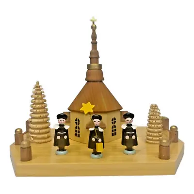 Erzgebirge Germany Wooden Miniature Church Carolers Tree Candle 2 Candle Holder • $88.98