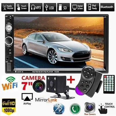 7  Double 2DIN Car Stereo Radio Bluetooth Touch Screen USB AUX MP5 Player+Camera • $32.99