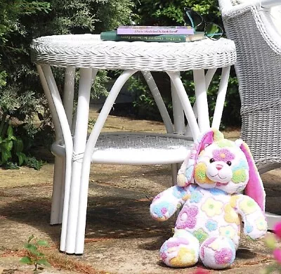 Wicker Round Weave Table White Cane / Rattan • £89