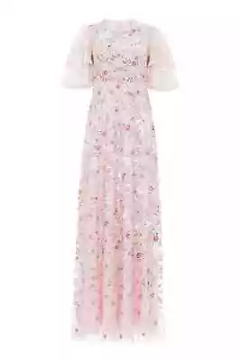 Needle & Thread SEQUIN ODETTE Maxi Gown UK8 US4 Pretty Pink Long Prom Dress BNWT • £349.99