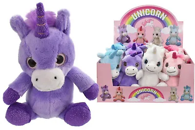 17cm Plush Large Eyed Unicorn  - Ty1110 Magic Pony Soft Teddy Stuffed Kids Toy • £5.59