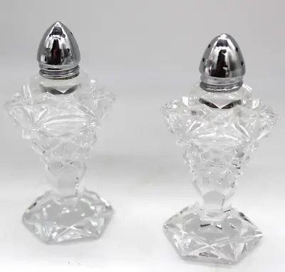 Vintage Glass Salt And Pepper Shakers Crystal Appearance Read Description. • $9