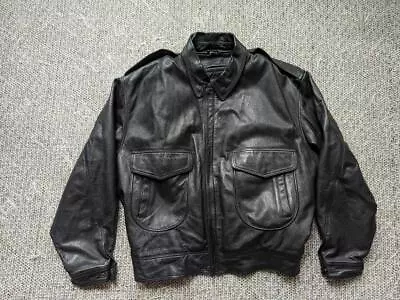 Vintage C1 Leather BOMBER Police Flyers 52-54 Black Jacket XL Flight Motorcycle • $168.95
