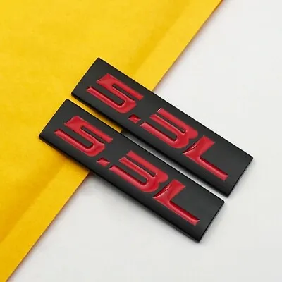 2Pcs Metal Black & Red 5.3L Emblem Engine V6 V8 Logo Racing SUV Badge 3D Sticker • $8.90