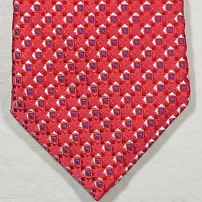 CANALI 100% Silk LUXURY Tie - Red With Blue Dots - MADE IN ITALY • $29.99