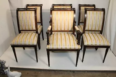 Charming Set Of Six 6 Regency Style Maple Dining Room Chairs New Upholstery • $1980