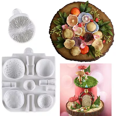 2PC MUSHROOMS Silicone Fondant Mould Fairy Garden Chocolate Cake Baking Mold 3D • £5.99